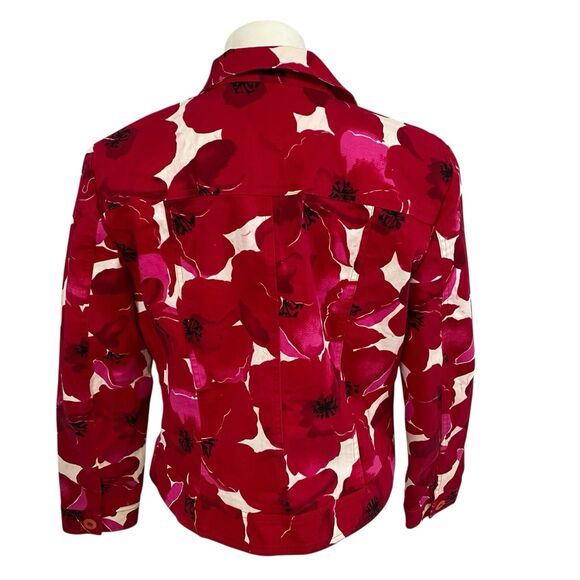 Haggar Blazer Womens Sz 12 Red Floral Jacket Office Workwear Coastal Resort - Picture 3 of 14